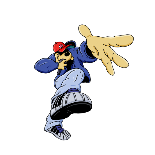 A vinyl sticker of a cartoon dog styled after Fred Durst from Limp Bizkit. The dog wears a signature backwards red cap and an oversized blue and white 90s-style sports jersey, capturing the 'Significant Other' album era aesthetic. 